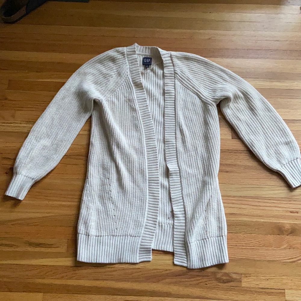 GAP Open-Front Cotton Cream Cardigan - Size XS